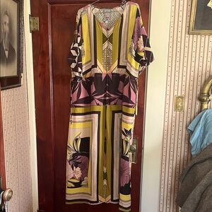 Johnny Was Yellow and Pink Floral Maxi Dress